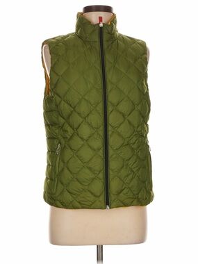 BOGNER FIRE + ICE Quilted Down Reversible Green Yellow Vest Size 8 GUC